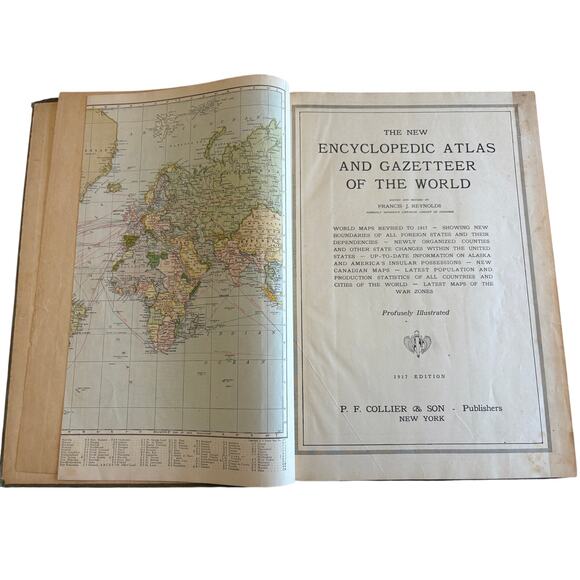 1917 The New Encyclopedic Atlas And Gazetteer Of The World P.F Collier & Son - Picture 2 of 11